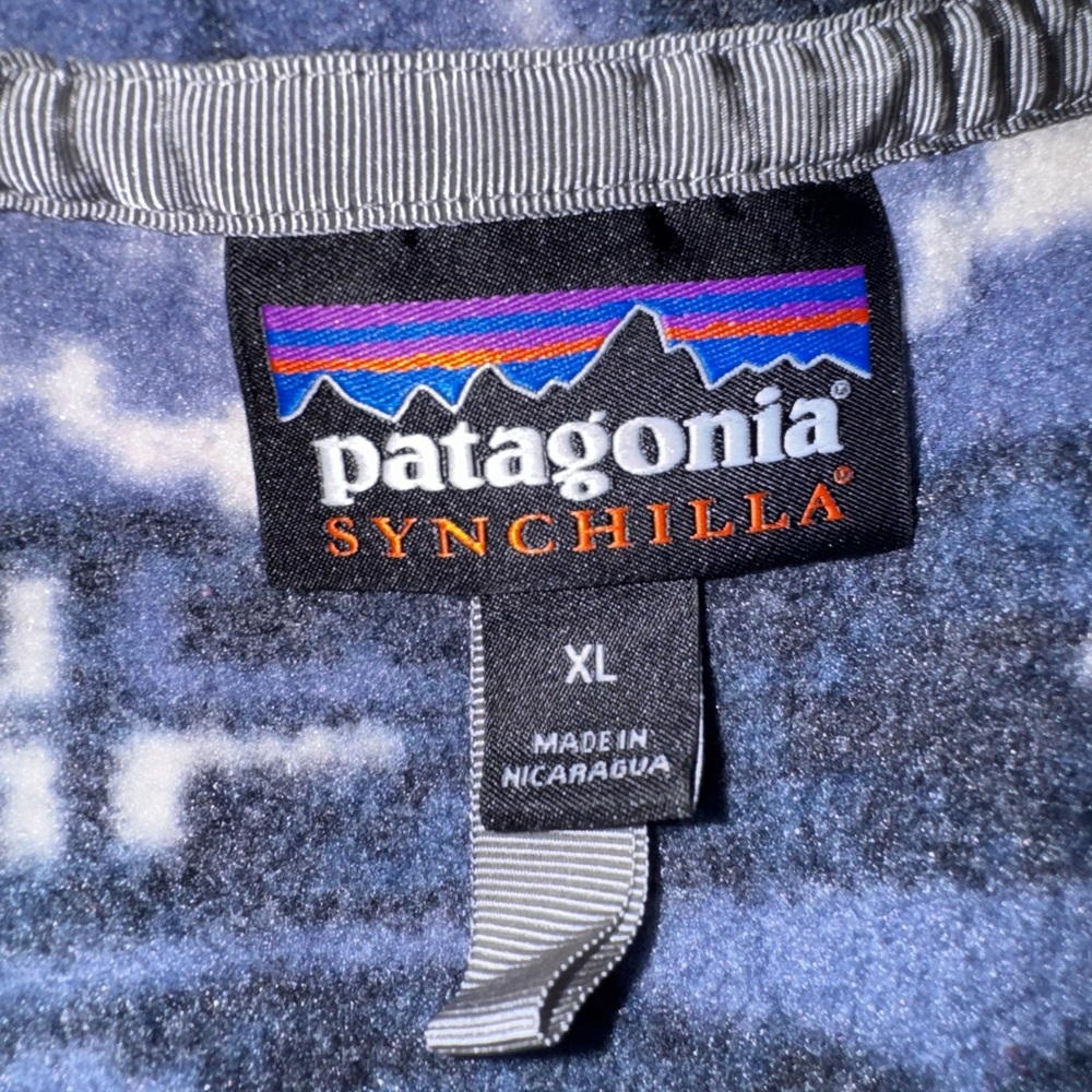 Patagonia Synchilla Snap-T Fleece Pullover Retro Stone Blue Aztec Mens SZ XL - Picture 14 of 14